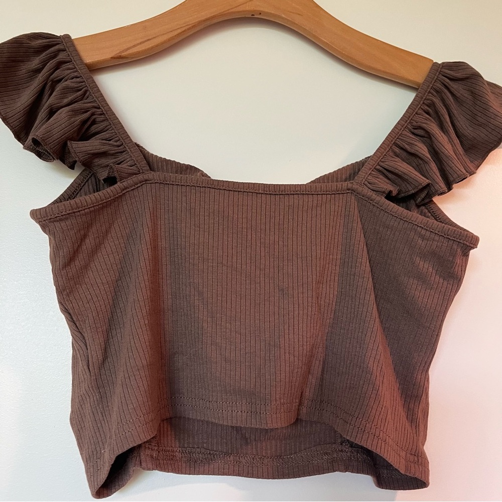 Cider Brown Ruffled Crop - S - Picture 5 of 6
